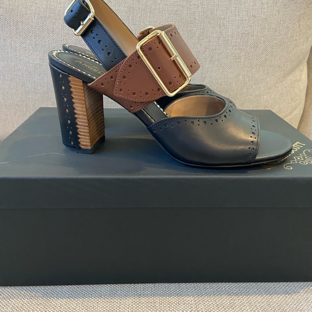Chic Black and Cognac Brown Ms. Nellie TOAS Women's Heeled Sandals